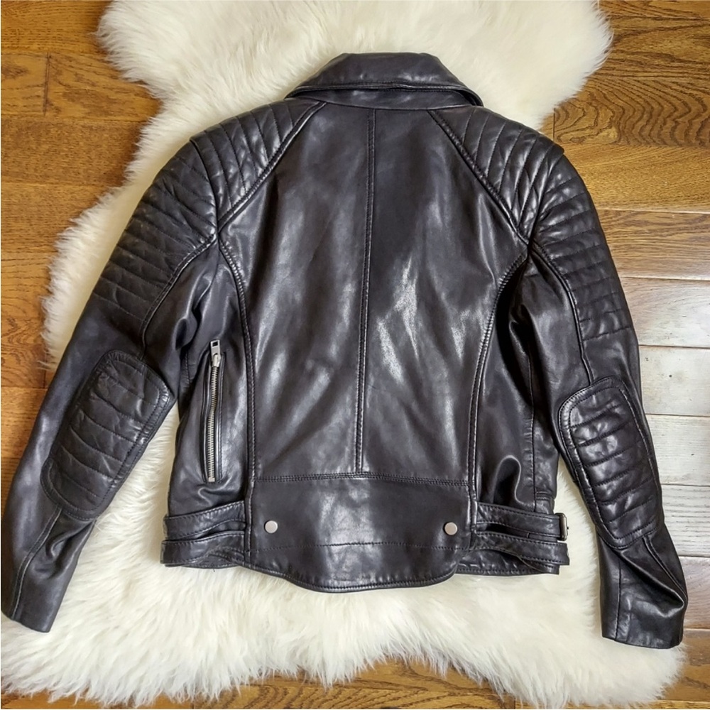 ALLSAINTS Papin Biker Leather Jacket size 4 - Picture 5 of 9